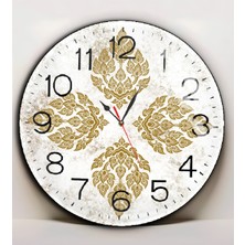 Harikabirev|kırılmaz Cam Duvar Saati  Gold Beyaz Yapraklar Tablosu 01|yvrlkcm