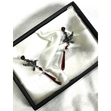 Dükkan Design Love And Deep Space Black Crow Earrings Taşlı Küpe