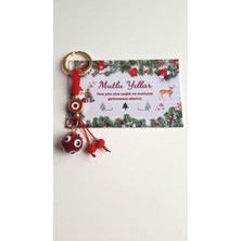 Svc Aksesuar Yeni Yıl Hediyesi Nazar Boncuklu Kırmızı Anahtarlık - 10,5 cm