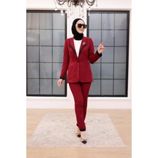 Miskoza Kadın Düğmeli Ceket Pantolon Takım Şık Tasarım