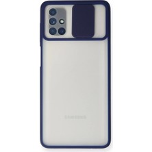 Galaxy M51 Kılıf Palm Buzlu Kamera Sürgülü Silikon - Lacivert