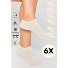 Bamboo Star Bambu Kadın Sneaker Krem Çorap Dikişsiz Görünmez Bilekte Görünmez Spor Çorap Premium 6'lı Paket