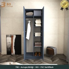 B3 Concept 2 Kapaklı Gardırop Raflı Askılı Elbise Dolabı Antrasit