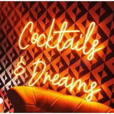 Cocktails & Dreams Neon LED Işık Gece Lambası 70 cm