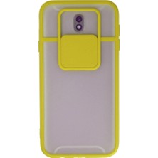 Galaxy J7 / J730 Kılıf Palm Buzlu Kamera Sürgülü Silikon - Sarı