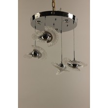 GN Gen Aydınlatma Lüks Gold Kanatlı Akrilik 4'lü Çemberli Serisi 3 Renk Ledli Avize