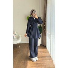 RFK Butik Kadın Pensli Bağlamalı Scuba Ikili Takım - Lacivert