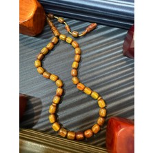 Anemore Collection Sıkma Kehribar Tesbih Simli Kahve Renkli