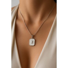 Livaz Accessories Çelik Kadın Baget Taşlı Sedef Kolye