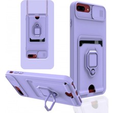 Iphone 7 Kılıf Zuma Kartvizitli Yüzüklü Silikon - Lila