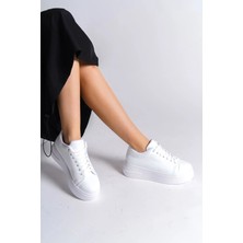 Joy Ayakkabı Bıana Bağcıklı Ortopedik Taban Kadın Sneaker Spor Ayakkabı  Cbt - Beyaz