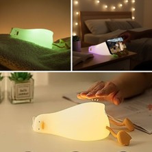 Kararlı Ticaret 5 Farklı Renk Modlu Tembel Ördek Figürlü Pofuduk LED Gece Lambası–yumuşak Dokulu Çocuk Odası ve Dekoratif Şarjlı Ortam Işığı