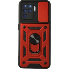 Reno 5 Lite Kılıf Pars Lens Yüzüklü Silikon - Kırmızı