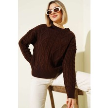 EAS Giyim Saç Örgü Kabartmalı Triko Kazak