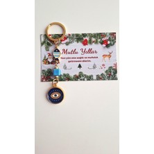 Svc Aksesuar Yeni Yıl Hediyesi Tebrik Kartlı Nazar Boncuklu Şans Balık Anahtarlık - 10 cm