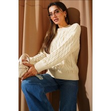 EAS Giyim Saç Örgü Kabartmalı Triko Kazak