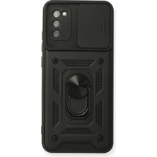 Galaxy A03S Kılıf Pars Lens Yüzüklü Silikon - Siyah