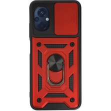 Poco M5 Kılıf Pars Lens Yüzüklü Silikon - Kırmızı