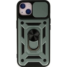 Iphone 15 Kılıf Pars Lens Yüzüklü Silikon - Yeşil