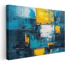 Artarilion Yatay Kanvas Tablo Salon Tablosu Mavi Sari Firca Darbeleri Kanvas Duvar Tablosu