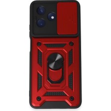 C53 Kılıf Pars Lens Yüzüklü Silikon - Kırmızı