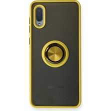 Galaxy A02 Kılıf Montreal Yüzüklü Silikon Kapak - Sarı