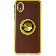 Galaxy A01 Core Kılıf Montreal Yüzüklü Silikon Kapak - Sarı