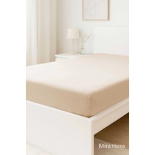Mira Home Tek Kişilik Düz Penye %100 Pamuklu Lastikli Çarşaf 100X200 cm Newsheet Bej