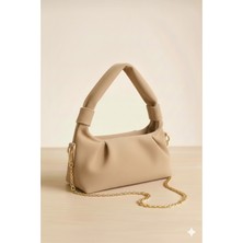 Ayshan Bej Süet Zincir Detaylı Düğümlü El ve Omuz Çantası
