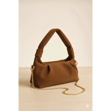 Ayshan Taba Süet Zincir Detaylı Düğümlü El ve Omuz Çantası