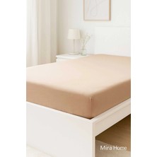 Mira Home Çift Kişilik Düz Penye  %100 Pamuklu Lastikli Çarşaf 180X200 Newsheet Kahverengi