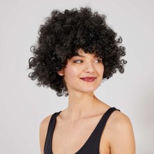 Vexor Siyah Renk Kıvırcık Afro Bonus Peruk
