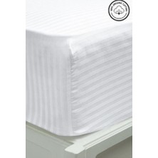 Vessino Home Mikro Pamuk Saten Lastikli Çarşaf Takımı Çizgili Çift Kişilik Beyaz/renkli Otel Tipi Lüx Yastıklı