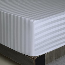 Vessino Home Mikro Pamuk Saten Lastikli Çarşaf Takımı Çizgili Çift Kişilik Beyaz/renkli Otel Tipi Lüx Yastıklı