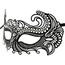 Ttt Nevamel Siyah Lazer Kesim Kristal Taşlı Metal Venedik Maskesi