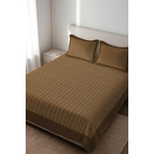 Dolce Mariee Parlak Kadife Kumaş Kapitoneli Çift Kişilik Yatak Örtüsü Seti (3 Parça) CKY0057