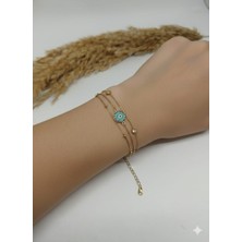 Livaz Accessories Çelik Kadın Gold Nazar Desenli Bileklik