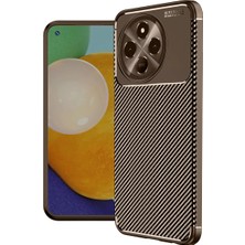Tecno Spark 30 Kılıf Auto Focus Karbon Kapak - Kahverengi