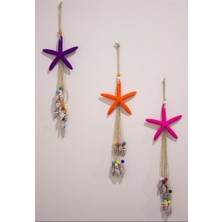 Zisayt Üçlü Deniz Yıldızı Deniz Kabuklu Duvar Bahçe Balkon Süsü Ev Dekor Hediyelik Eşya