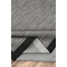 Badelya Home 6635 Siyah Gri Bordür Çerçeveli Sisal Leke Tutmaz Kolay Temizlenen Kaymaz Pamuk Dokuma Taban Halı