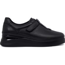 Zeytuk Casual Hakiki Deri Siyah Kadın Ayakkabı