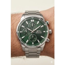 Slazenger Erkek Multifonksiyon Kol Saati |  46 mm Çelik Kasa, Yeşil Kadran, Paslanmaz Çelik