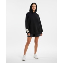 Ayshan Siyah Kapüşonlu Oversize Kanguru Sweat