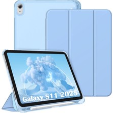 M.TK Moveteck Samsung Galaxy Tab S11 11 Inç 2025 Kılıf Smart Uyku Modlu S Pen Kalem Bölmeli Standlı Arkası Renkli Kapak SM-X730 X736 X736B