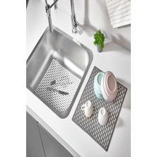 Rotanev Yeni Nesil Dikdörtgen Silikon Lavabo Buzluk Matı 33X28 cm Antrasit Siyah Renk Lavabo Matı