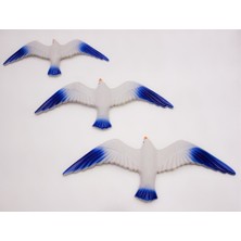 Zisayt Üçlü Kuş Duvar Süsü Bahçe Süsü Balkon Süsü Üçlü  Düz  Martı Ev Dekor