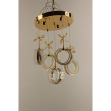 GN Gen Aydınlatma Gold Çemberli Seri Kelebekli Simli Kristal 5li 3 Renk LED Avize