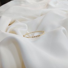 Nova Grup Halka Figürlü Zirkon Taşlı 14 Ayar Altın Kelepçe Bilezik