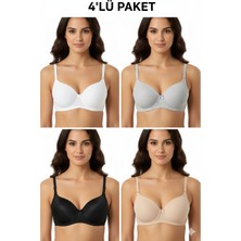 Ebru Silikonlu Düz Desteksiz Sütyen (4'lü Avantajlı Paket)