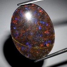 Aries 9.48CT Oval Cabochon Natural Treated Andamooka Matrix Doublet Opal Australia